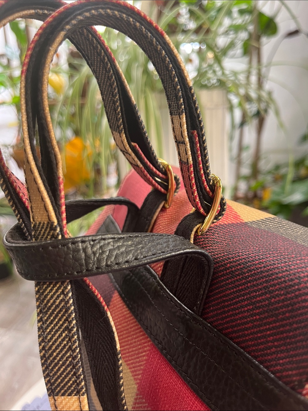 Burberry Blue Label Multicolor Plaid Drawstring Backpack - Picture 4 of 15